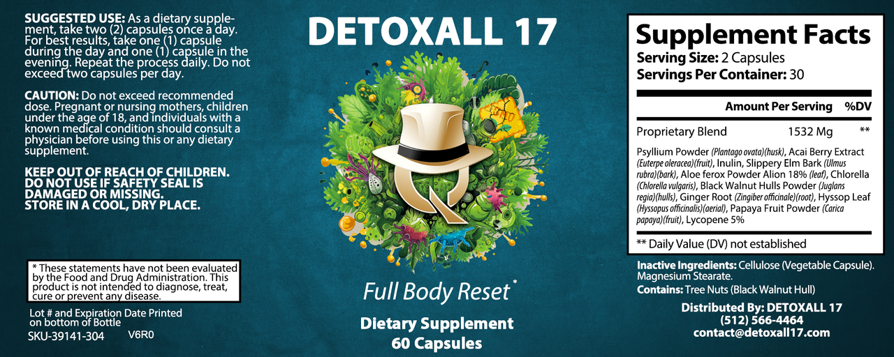 Detoxall 17 Ingredients Label