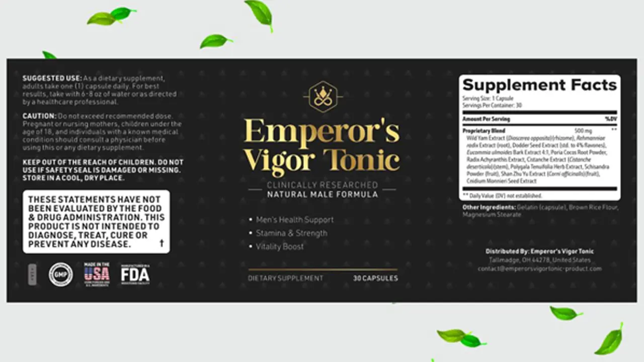 Emperor's Vigor Tonic Ingredients Label