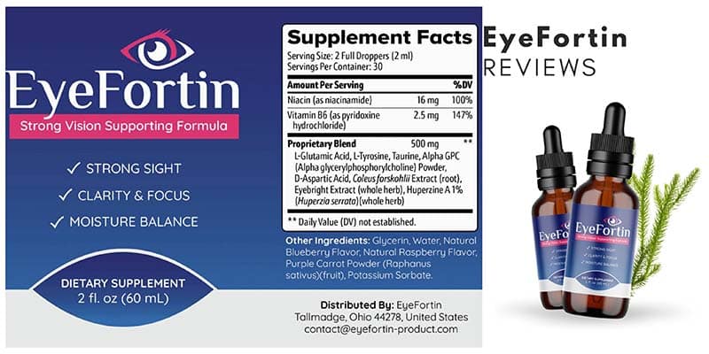 EyeFortin Ingredients Label