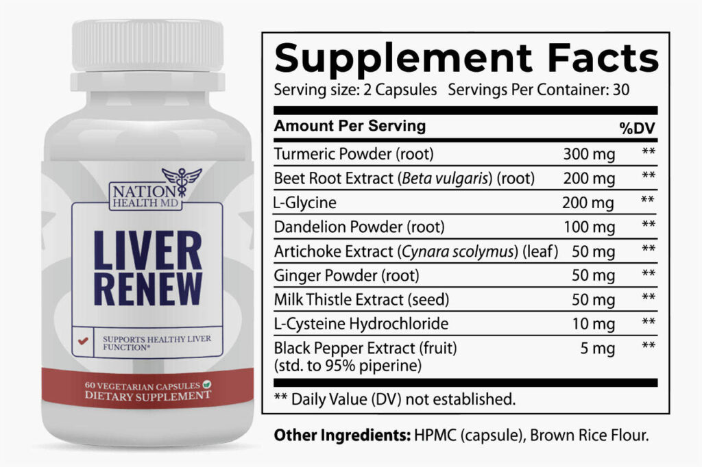 Liver Renew Ingredients Label