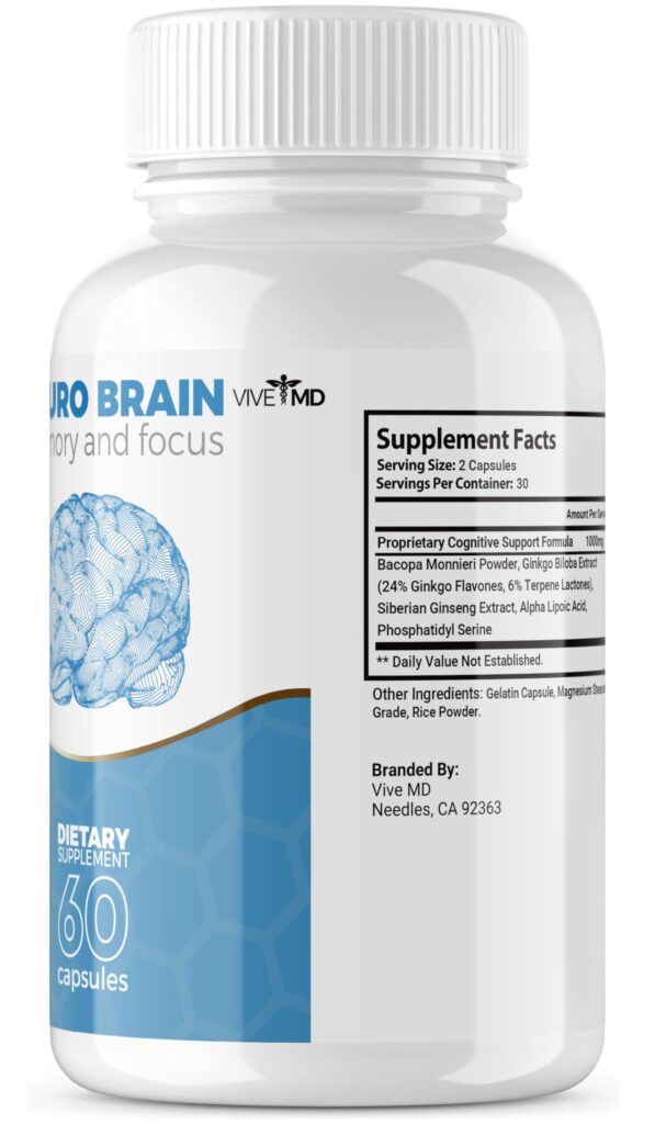 Neuro Brain Ingredients Label