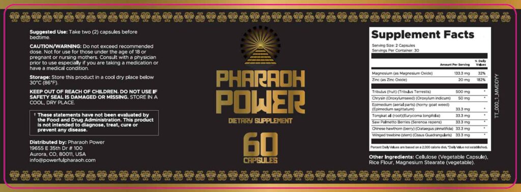 Pharaoh Power Ingredients Label