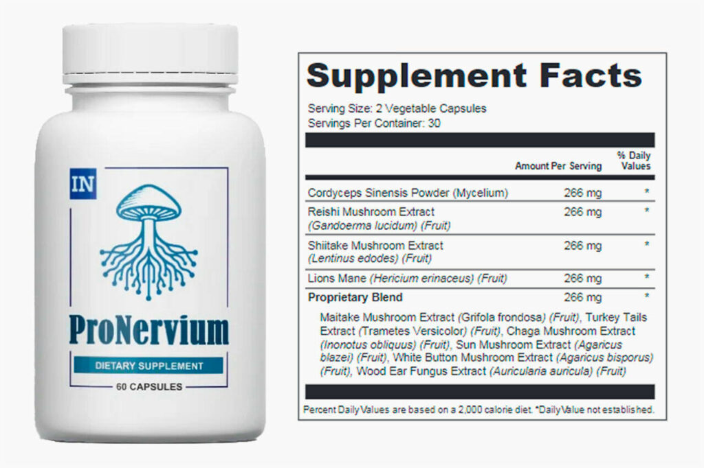 Pro Nervium Ingredients Label