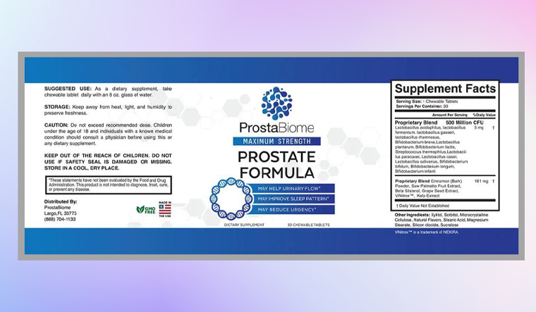 ProstaBiome Ingredients Label