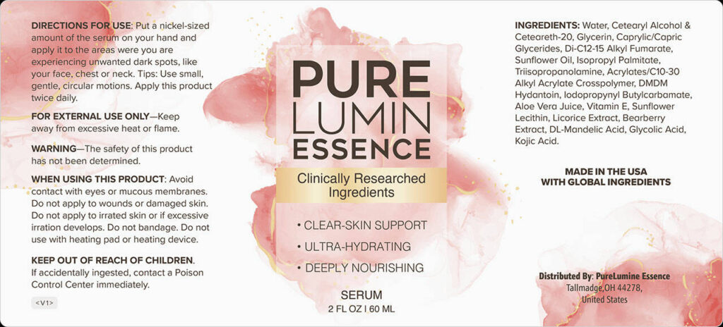 PureLumin Essence Ingredients Label