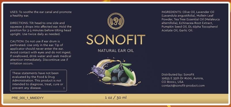 SonoFit Ingredients Label