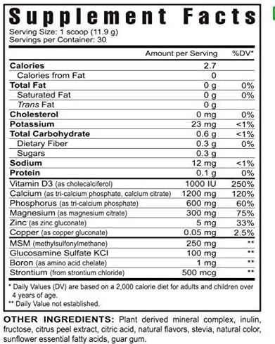 Beyond Osteo Ingredients Label