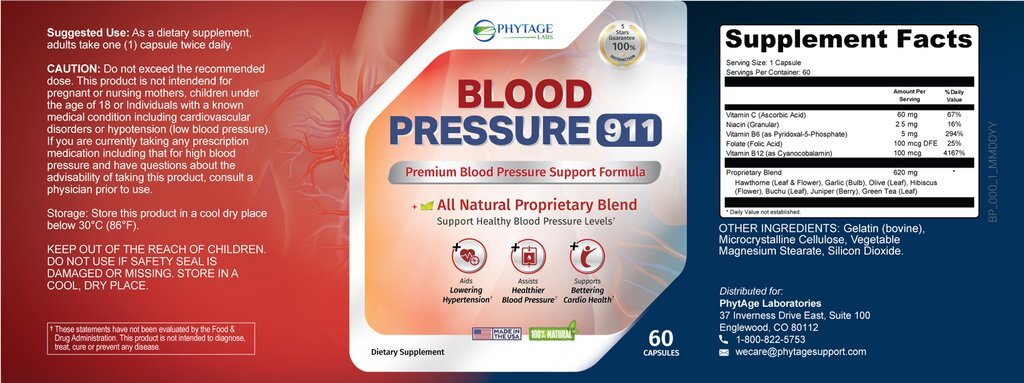 Blood Pressure 911 Ingredients Label