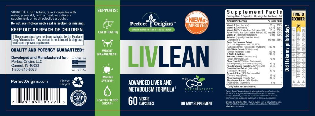 LIvlean Ingredients Label