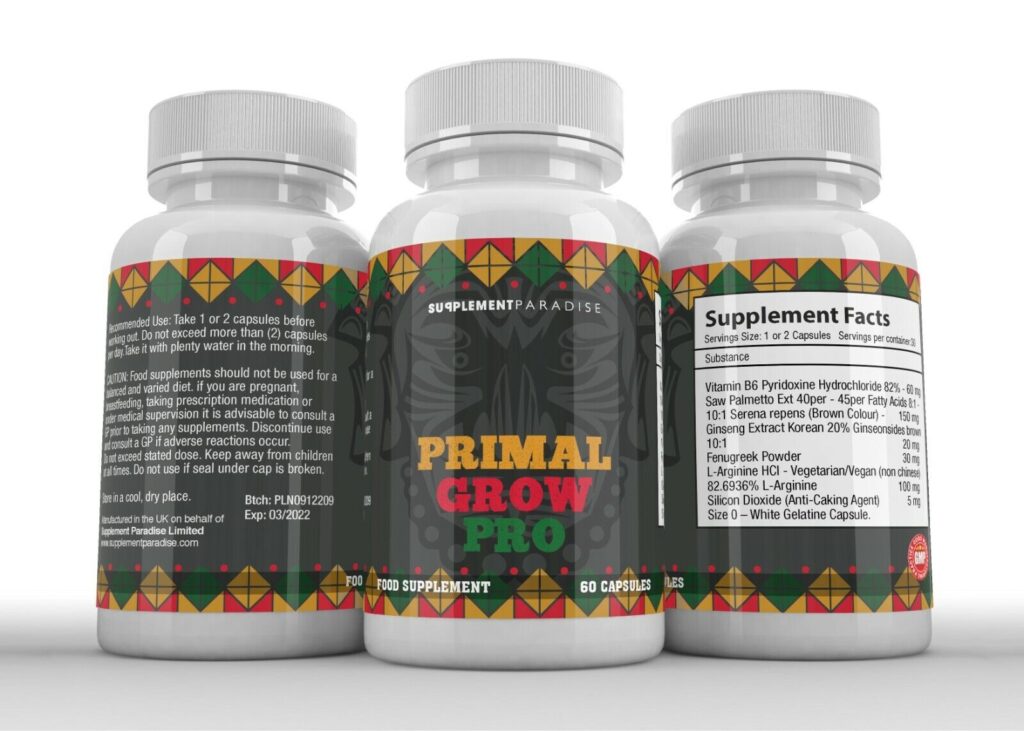 Primal Grow Pro Ingredients Label