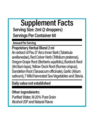 SeaTox Ingredients Label