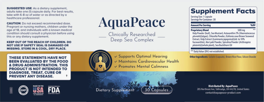 AquaPeace Ingredients Label