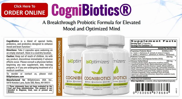 BiOptimizers Cognibiotics Ingredients Label