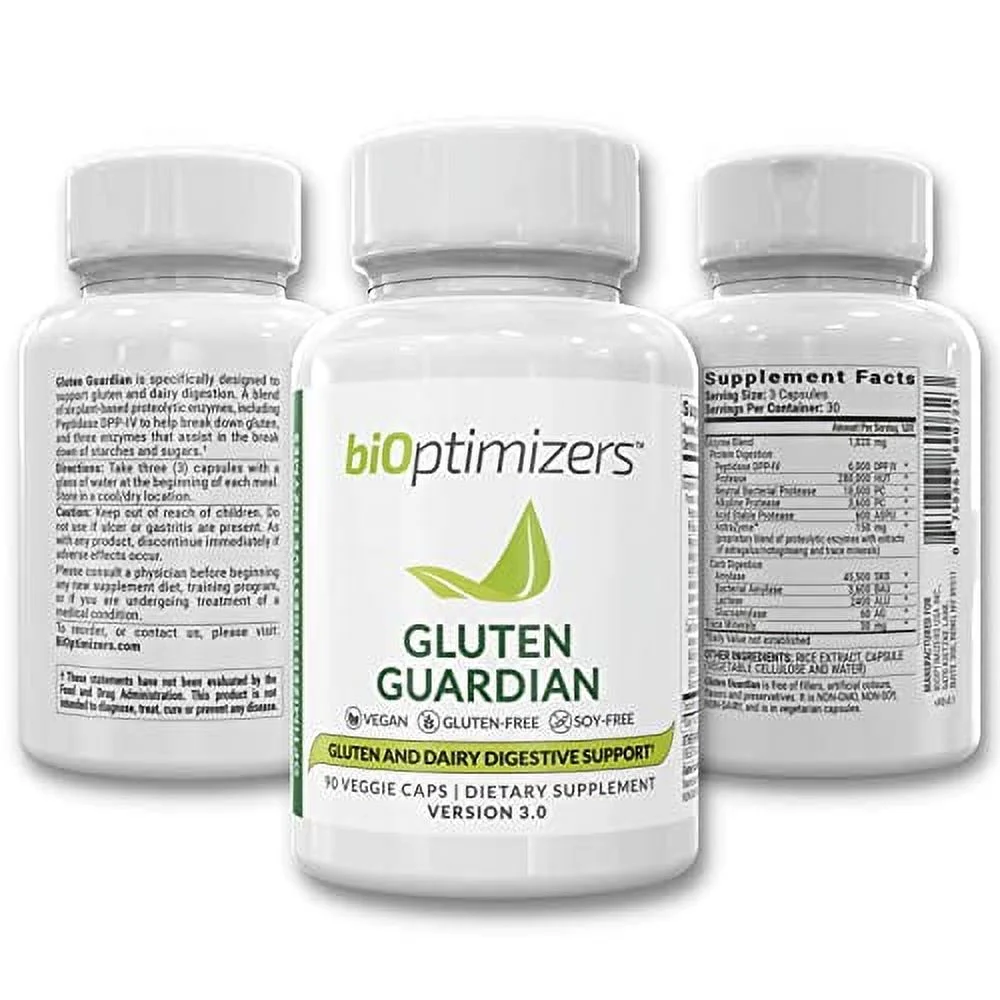 BiOptimizers Gluten Guardian Ingredients Label