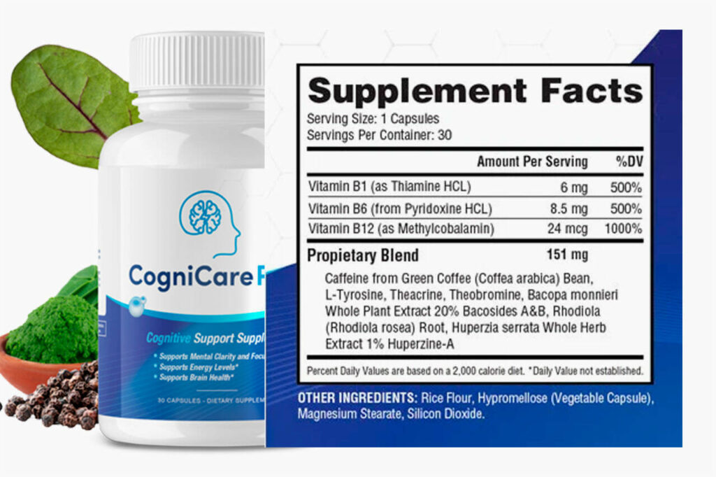 CogniCare Pro Ingredients Label