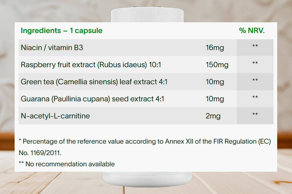 FitSmart Fat Burner Ingredients Label