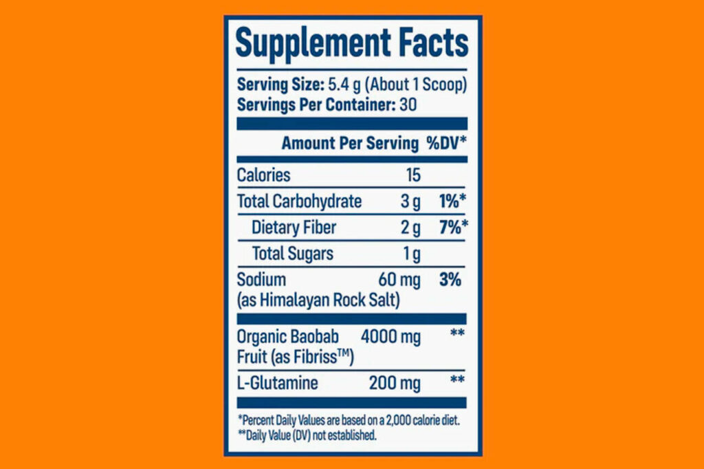 NativePath Native Fiber Ingredients Label