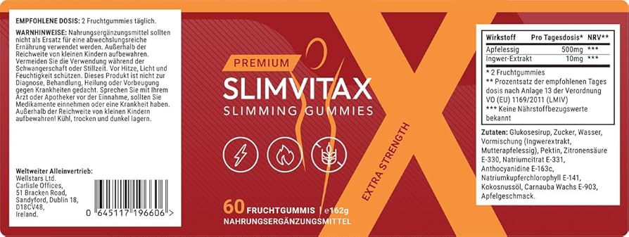 Slimvitax Ingredients Label