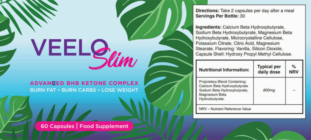 VeeloSlim Ingredients Label