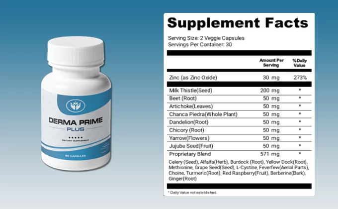 Derma Prime Plus Ingredients Label