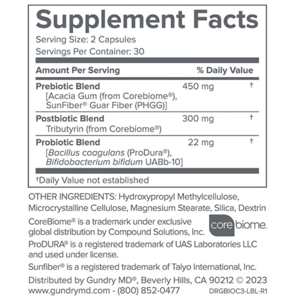 Gundry MD Bio Complete 3 Ingredients Label