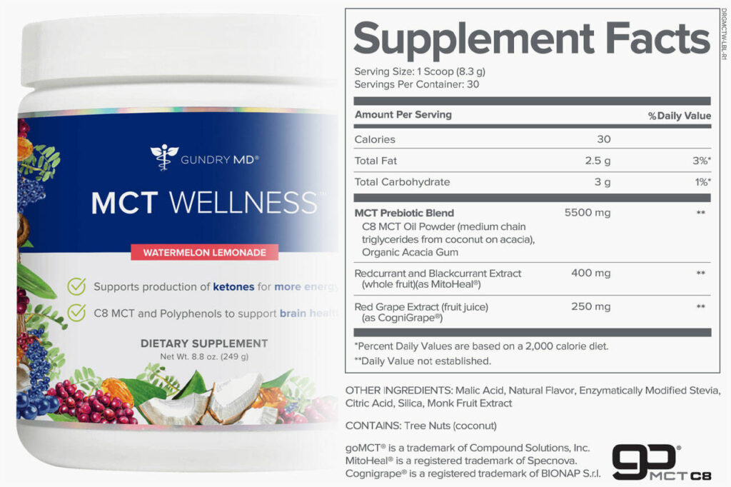 Gundry MD MCT Wellness Ingredients Label