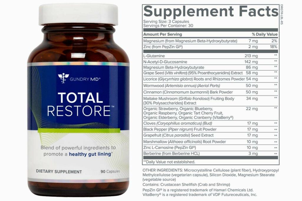 Gundry MD Total Restore Ingredients Label