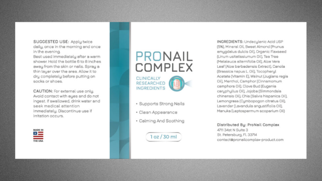 ProNail Complex Ingredients Label