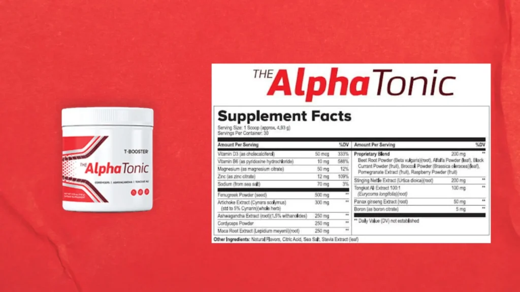 Alpha Tonic Ingredients Label