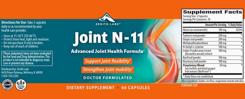 Joint n-11 Ingredients Label