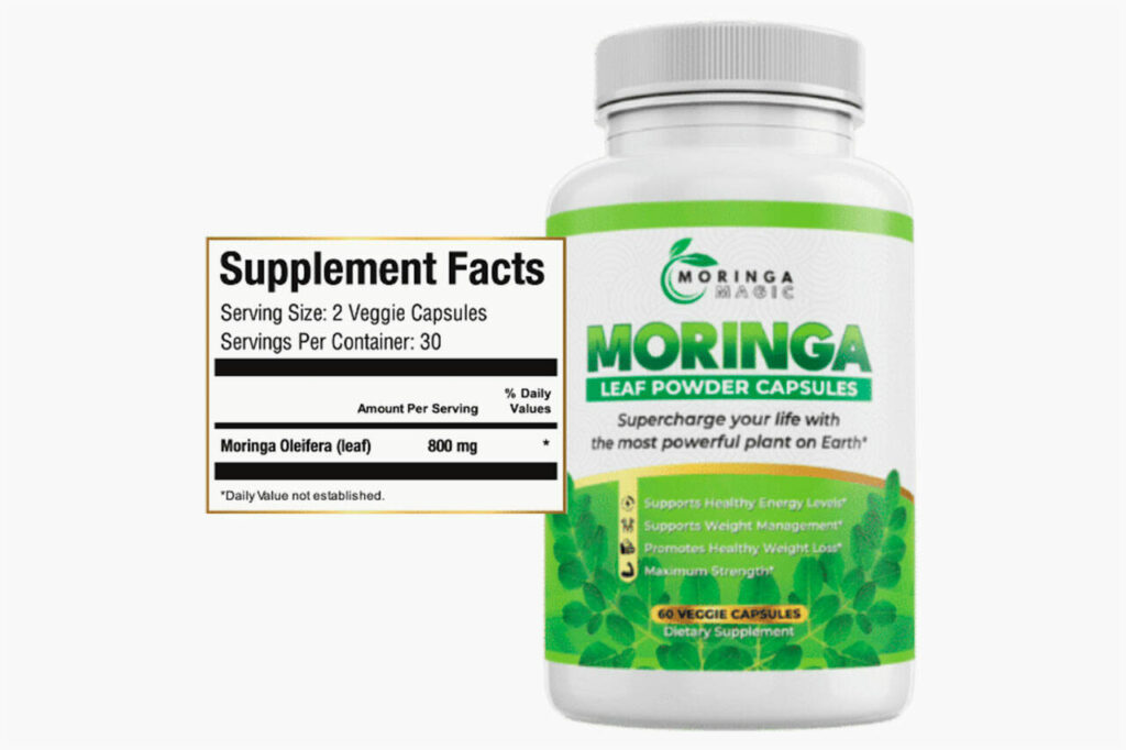 Moringa Magic Ingredients Label