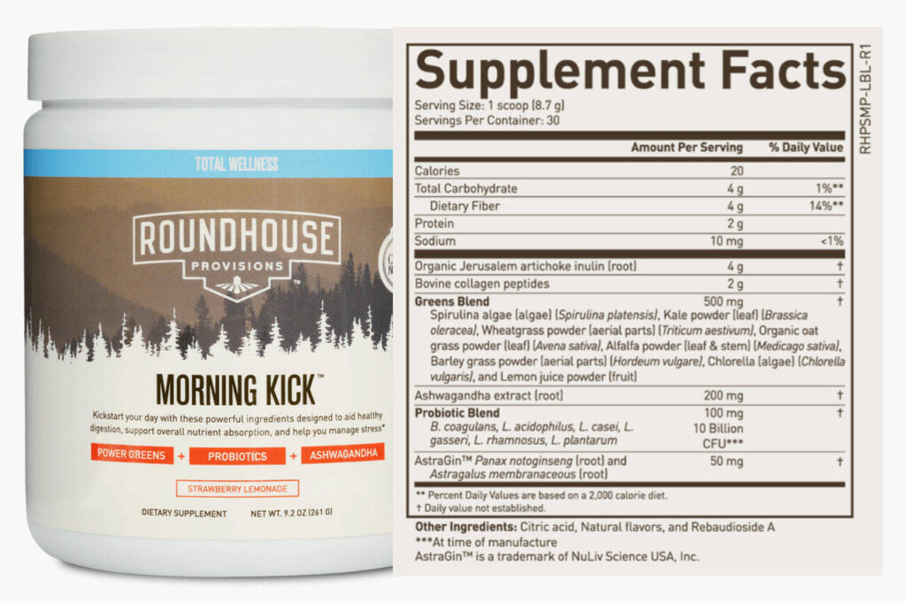 Morning Kick Ingredients Label