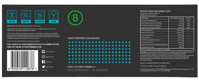 Performer 8 Ingredients Label