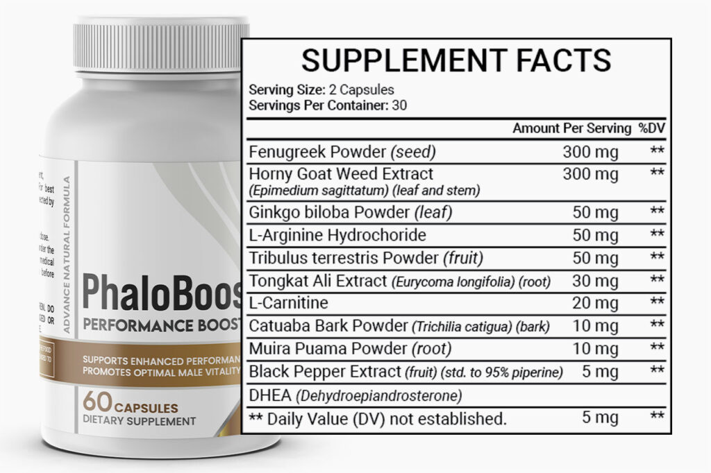 PhaloBoost Ingredients Label