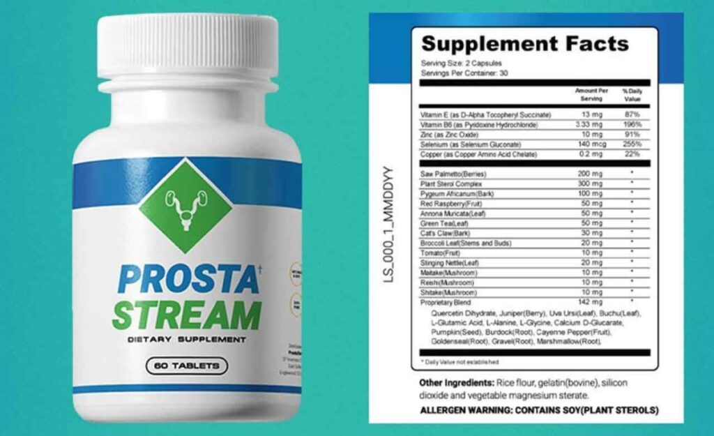 ProstaStream Ingredients Label