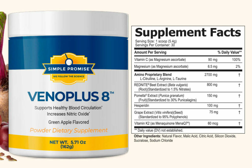 VenoPlus 8 Ingredients Label