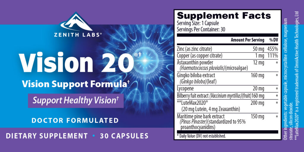 Vision 20 Ingredients Label