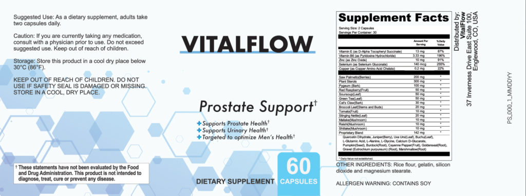 Vital Flow Ingredients Label