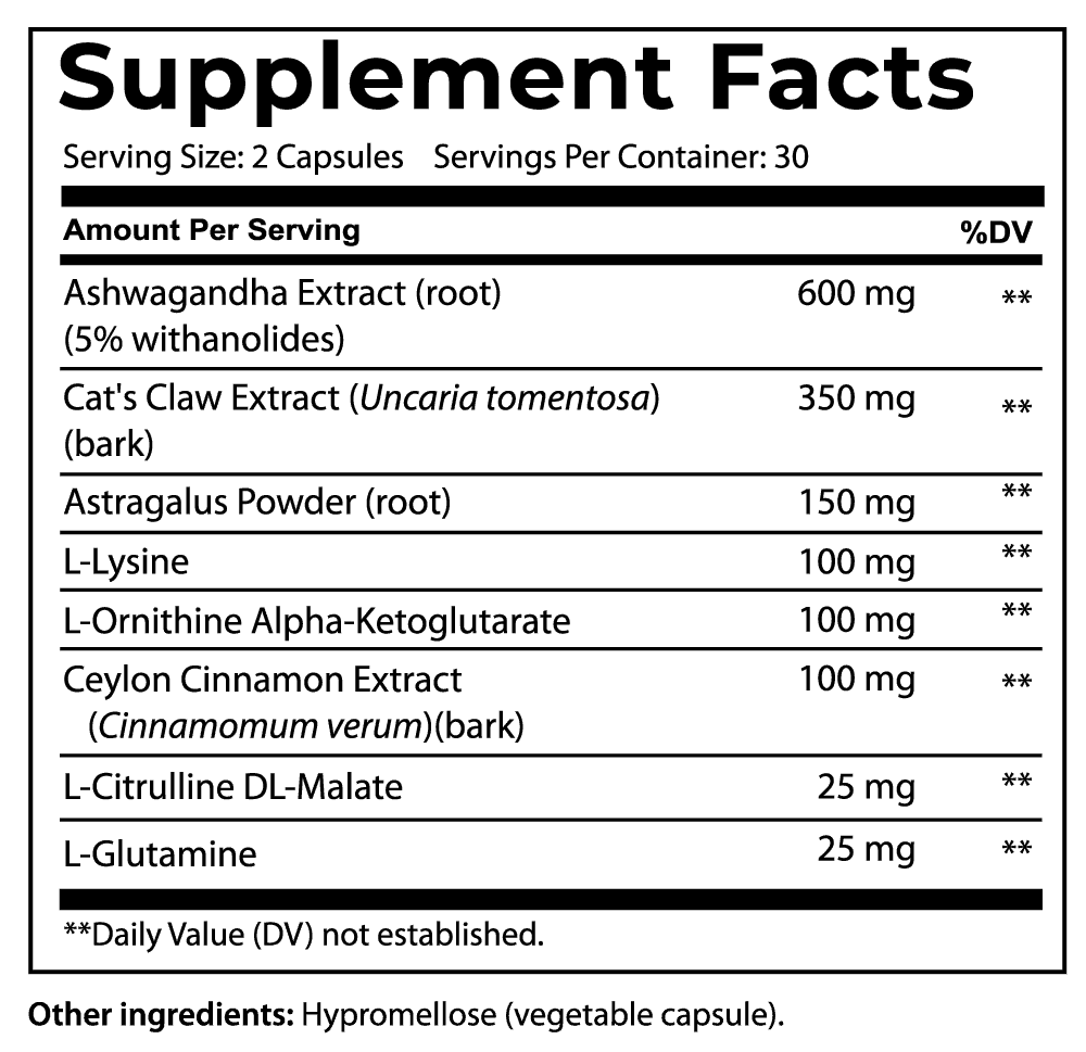 Youth Switch Ingredients Label