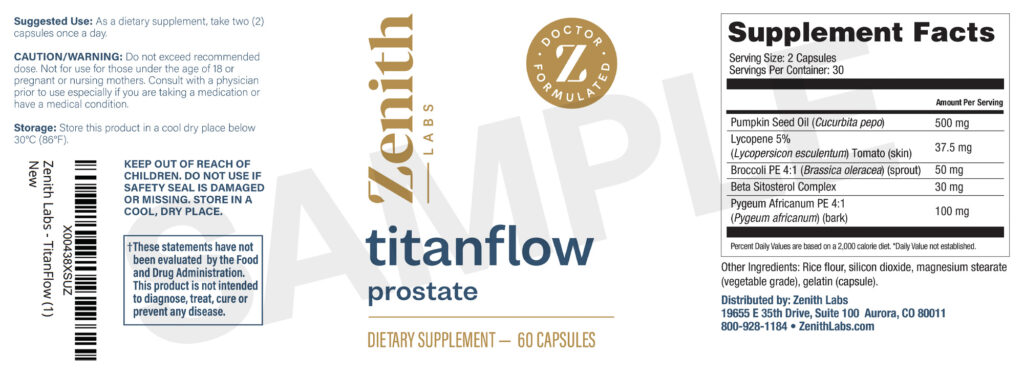 Zenith Labs TitanFlow Ingredients Label