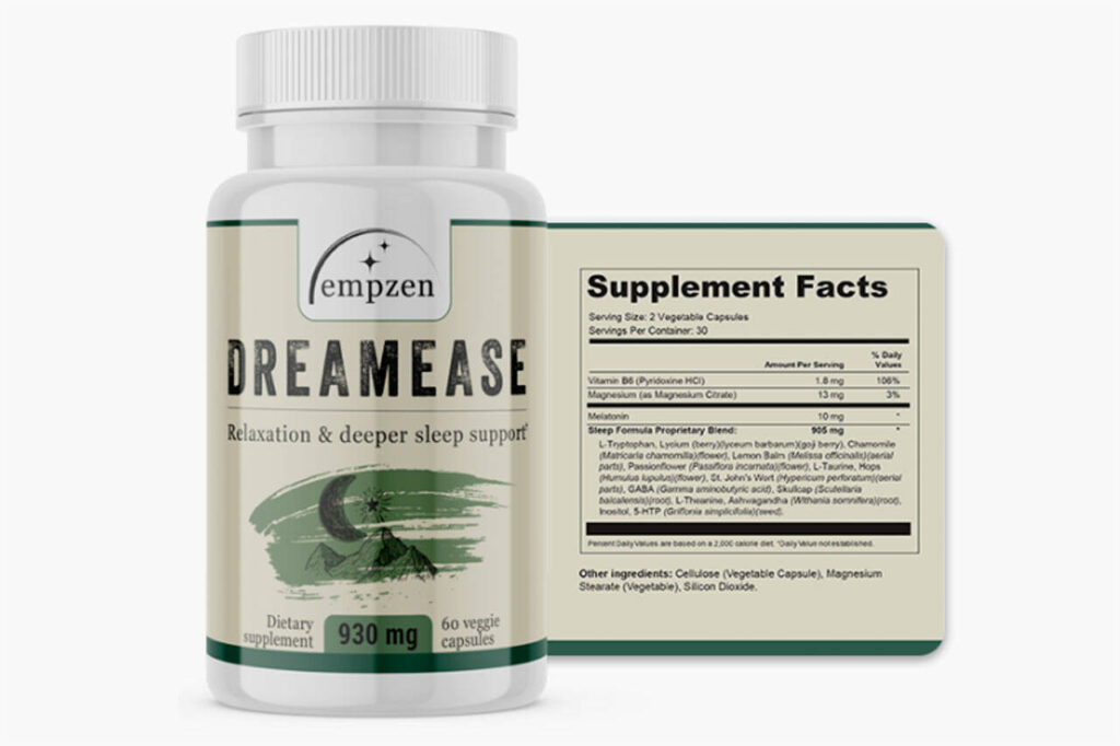 Dreamease Ingredients Label